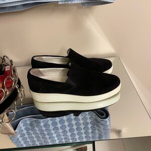 Prada Black and White Platform Loafers